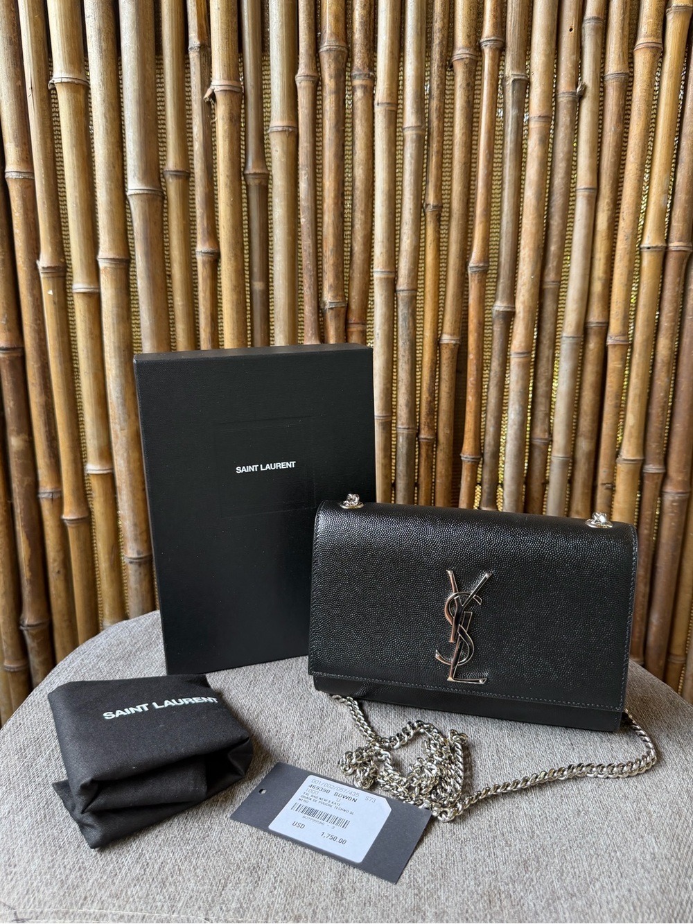 SAINT LAURENT Kate Small YSL Crossbody Bag in Grained Leather